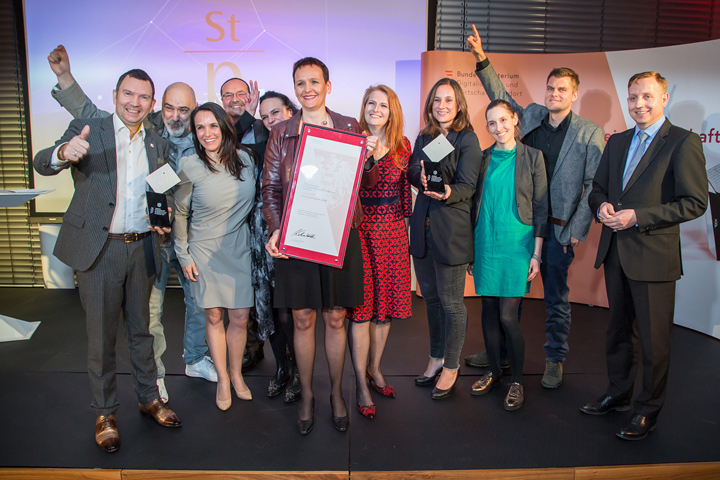 Die glücklichen Gewinner des Staatspreises Wirtschaftsfilm (A1 Telekom Austria AG)